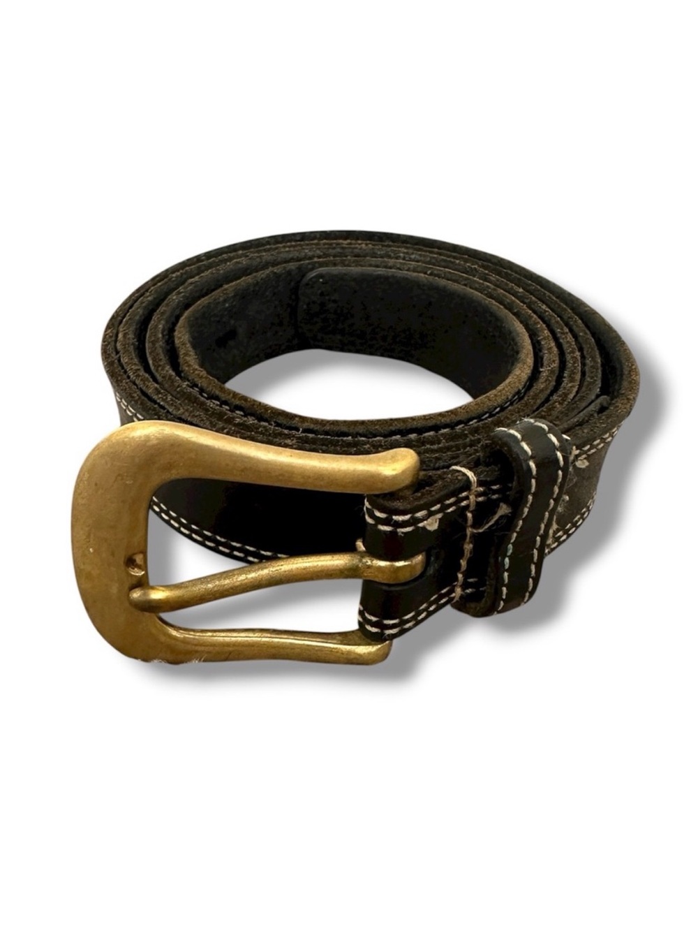 Vintage Banana Republic Dark Brown Leather Belt Men’s Size 38 Solid Brass Buckle